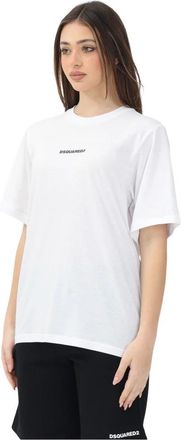 Dsquared2 Tops, Dames, Wit, XS, Katoen, Wit T-shirt met korte mouwen en logo-print