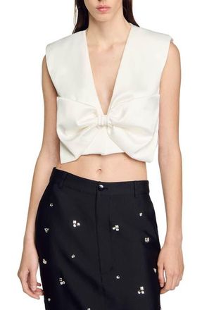 Sandro Satin-effect crop top in White at Nordstrom, Size X-Small