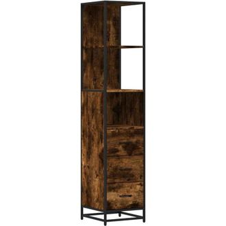 vidaXL Armario Ba&ntilde;o Madera Contrachapada Roble Ahumado 35x37,5x166 Cm Vidaxl