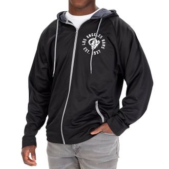 Zubaz Nfl Los Angeles Rams Full Zip Hoodie In Solid Black