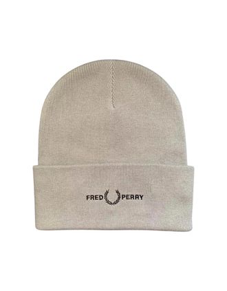 Fred Perry Mens Fred Perry Classic Logo Lime Stone Grey Beanie - Size: ONE size