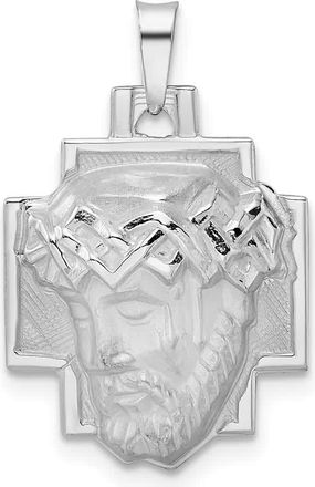 Diamond2Deal 14k White Gold Polished and Satin Solid Jesus Head Pendant