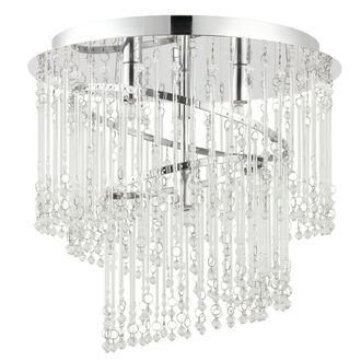 Loops Flush Ceiling Light Chandelier Chrome & Glass Lamp Bulb Holder Mounted Fitting in Clear
