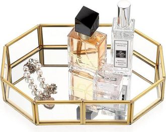 OEM Caja De Almacenamiento - Organizador De Cajones Para Joyas - Caj&oacute;n Con Espejo - Para Dormitorio, Ba&ntilde;o, Tocador Y M&aacute;s - Octogonal - Transparente