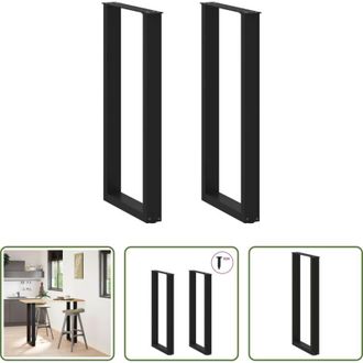 vidaXL vidaXL Gambe in acciaio - Gambe per tavolo da bar a forma di U 2 pz nere 50x(100-101) cm in acciaio