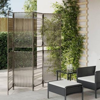 Berkfield Home Room Divider 4 Panels Grey Poly Rattan