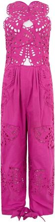Alberta Ferretti Jumpsuit met strikken aan de onderkant - Dames - Jumpsuits - Roze - S - Katoen - Jumpsuits & Playsuits