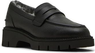 Blondo Kimora Waterproof Platform Penny Loafer in Black Leather at Nordstrom, Size 7.5