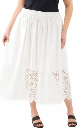 Karen Kane Cutout Embroidery Midi Skirt - Plus In Off White