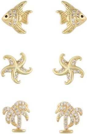 Panacea Set of 3 Assorted Cubic Zirconia Stud Earrings in Gold at Nordstrom Rack