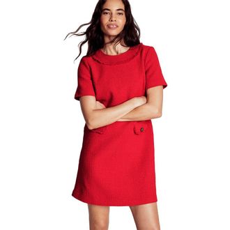 Boden Button Detail Cotton Blend Tweed Minidress in Poppy Red at Nordstrom Rack, Size 0