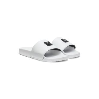 HUGO BOSS Italian-made slides with stacked-logo uppers