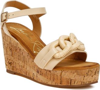 London Rag Emelda Platform Wedge Sandal in Beige at Nordstrom Rack, Size 9