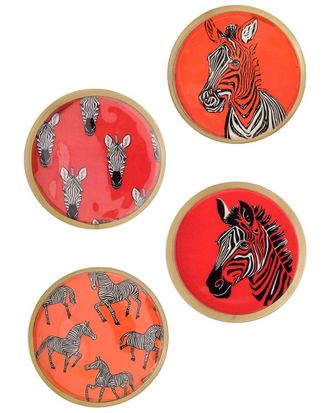 Tiramisu Safari Chic Metal Coaster Set- Zebra Print