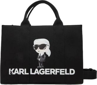 Karl Lagerfeld Ikon Aquarelle Canvas Tote - Dames - Shoppers - Zwart - ONE Size - Katoen - Tassen