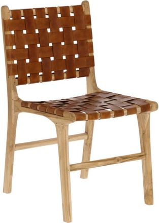 K Home Massiver, handgefertigter Leder Design Stuhl Galaxy, Natural/Braun