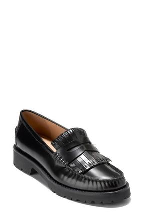 Cole Haan Treena Lug Sole Kiltie Loafer in Black Box Leather at Nordstrom, Size 5.5