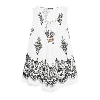 Fiorella Rubino Viscose Top met Print - Dames - Tops zonder mouwen - Wit - 3XL - Nylon - Tops