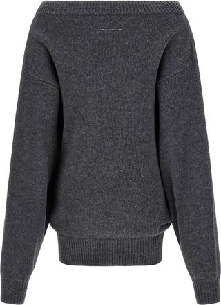 Maison Margiela Off-the-Shoulder Merino Wool Sweater - Charcoal