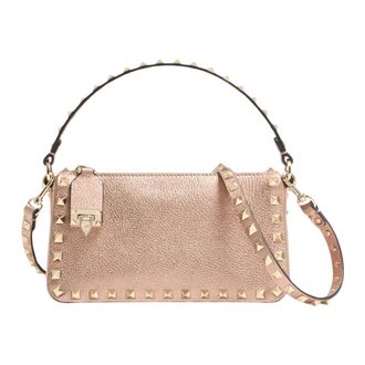 Valentino Tassen, Dames, Roze, ONE Size, Leer, Rockstud Small Shoulder Bag