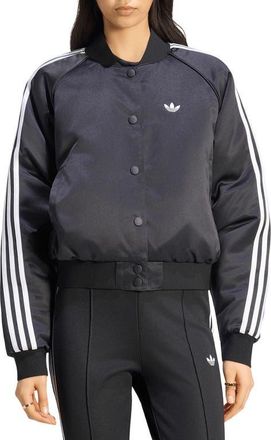 adidas Originals SST Satin Bomber Jacket in Black/white/grey Three / at Nordstrom, Size Xx-Small