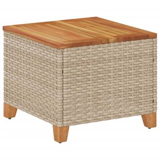 vidaXL Mesa De Jard&iacute;n Rat&aacute;n Sint&eacute;tico Madera Acacia Beige 45x45x37 Cm Vidaxl