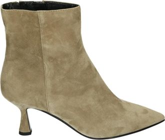 Kennel & Schmenger Taupe Su&egrave;de Hoge Hak Laarzen - Dames - Laarzen met Hak - Beige - 42 EU - Su&egrave;de - Schoenen