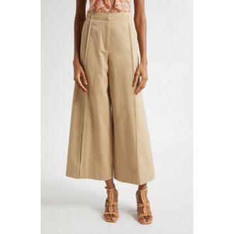 Ulla Johnson Sascha Crop Twill Wide Leg Pants in Sahara at Nordstrom, Size 00