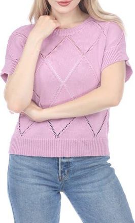 Rain + Rose Diamond Open Knit Top in Lavender at Nordstrom Rack, Size X-Large