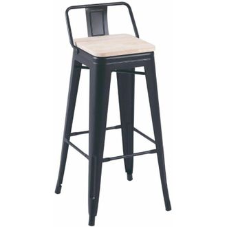 Home Heavenly Home Heavenly Pack De 4 Taburetes Tolix, Silla Alta En Metal Modelo Vintage Industrial, Para Cocina, Comedor, Hosteler&iacute;a Color: Negro - Roble Nordish
