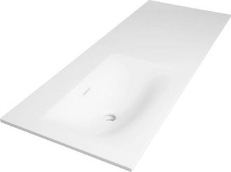 Marcel Breuer Glacier wastafel asymmetrisch 120x46x2cm - 1 wasbak - links 0 kraangaten- fine stone - mat wit