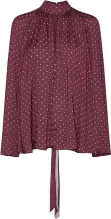 Rotate Kitty Satin Polka Dot Shirt - Dames - Blouses - Rood - XS - Polyester - Overhemden