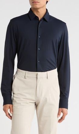 BOSS Hank Kent Slim Fit Stretch Performance Dress Shirt in Dk Bu at Nordstrom Rack, Size 15.5 R