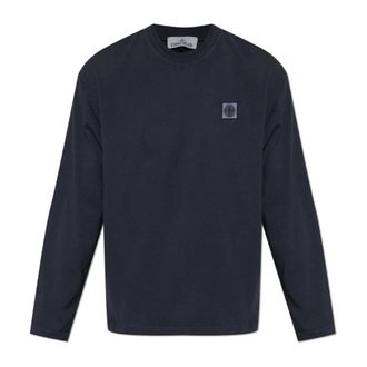 Stone Island Logo T-shirt - Heren - Longsleeves - Blauw - M - Katoen - Tops