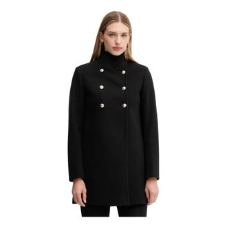 Gaud&igrave; Jassen, Dames, Zwart, M, Leer, Double-Breasted Coat