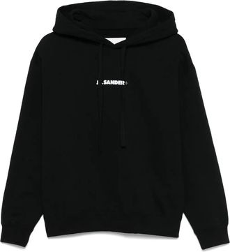 Jil Sander Felpa con cappuccio e logo - Nero