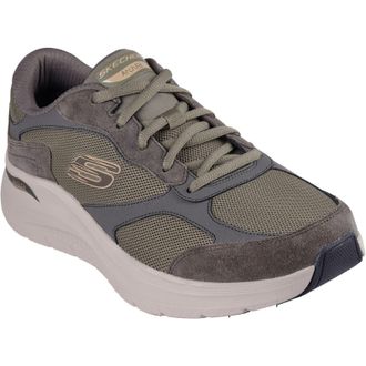 Skechers Arch Fit 2.0 De Keep Leren Heren Sneakers Olijf