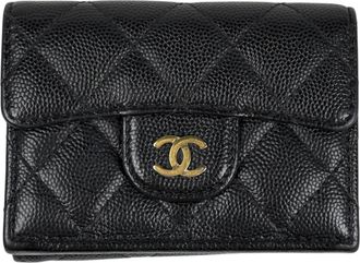 Chanel Matelasse Black Grained Calfskin Wallet (Tri-Fold) (Pre-Owned)