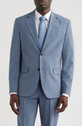Nordstrom Henrik Trim Fit Solid Stretch Wool Suit Jacket in Grey Blue Crosshatch at Nordstrom, Size 40