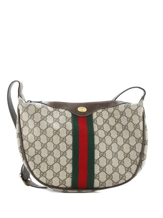 Gucci Ophidia Half Moon Hobo GG Coated Canvas Small crossbody bag - Bruin