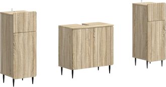 vidaXL Juego De Gabinete De Ba&ntilde;o De 2 Piezas Zwolle Roble Sonoma Vidaxl