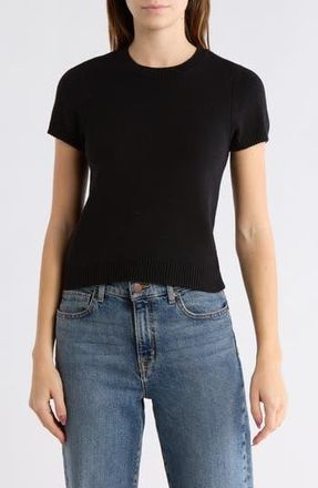 Leith Favorite Short Sleeve Sweater in Black at Nordstrom Rack, Size X-Small