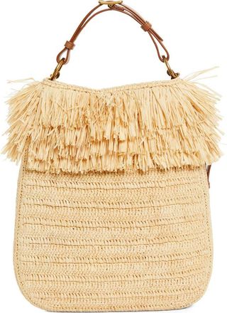 Saint Laurent Roady Fringed Raffia Shoulder Bag11324121 in 2791 Pale Brown/Brick at Nordstrom