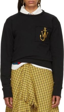 J.W.Anderson Washed Black Embroidered Cotton Sweatshirt Size M