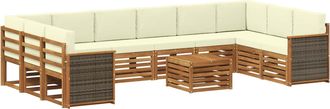 vidaXL Conjunto De Sof&aacute;s De Exterior 8 Uds. Natural Y Crema Vidaxl