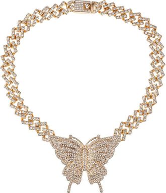 Eye Candy Los Angeles Ciana Butterfly Cuban Necklace in Gold at Nordstrom Rack