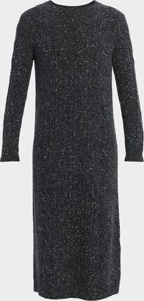 Lafayette 148 New York Cable-Knit Cashmere Donegal Midi Sweater Dress