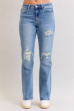 Judy Blue Mid Rise 90s Straight Leg Jean In Blue
