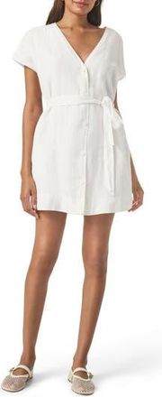 Splendid Melanie Belted Linen Minidress in White at Nordstrom Rack, Size X-Large