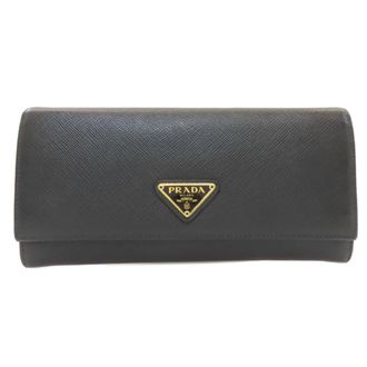Prada Black Leather Long Wallet (Bi-Fold) (Pre-Owned)